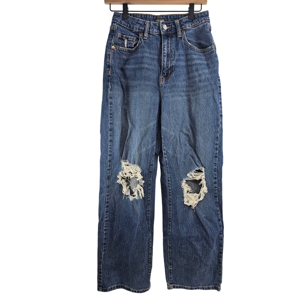Wild Fable Womens‎ Jeans Blue Distressed Ripped Straight Leg Size 4 27R
